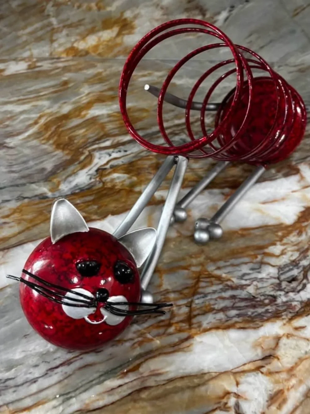 Whimsical  Red Cat Decorative Figurine - Brand wine holder